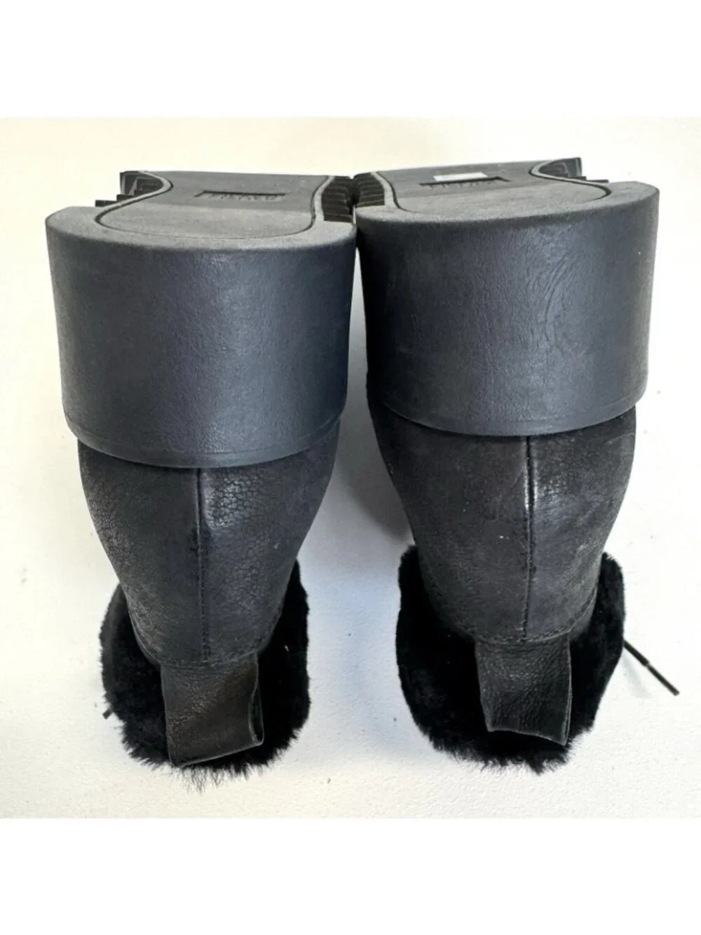 Eileen Fisher Kenille Boots Womens Size 8.5 Black Wedge Shearling Fur NEW NWOB